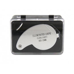 Лупа 21011 (диам. 25мм, 40х, складная, с LED подсвет., в футляре)